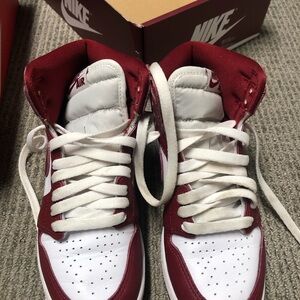 Nike High-Top Sneakers in White and Burgundy